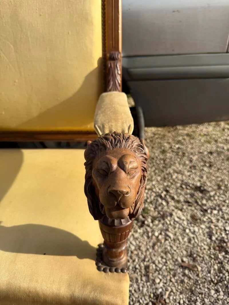Paire de fauteuils néo-Renaissance à têtes de lion, époque Napoléon III-photo-3
