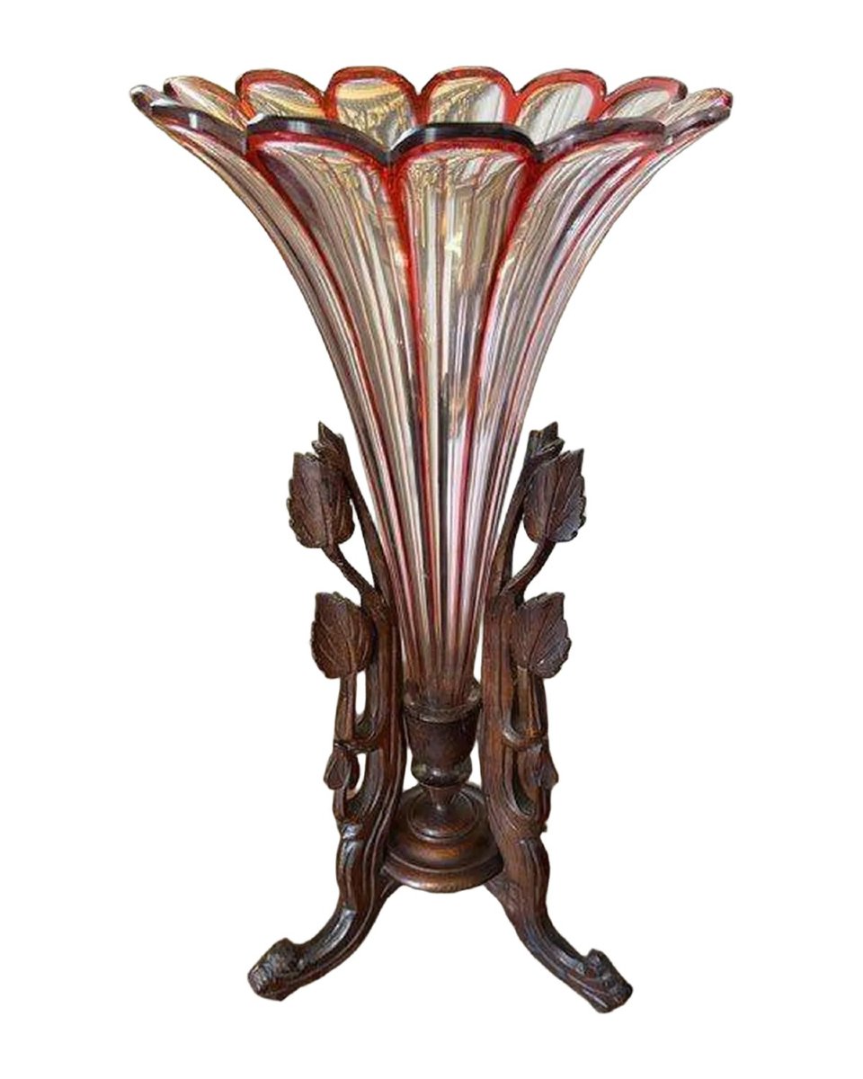 Art Nouveau Crystal Trumpet Vase, Attributed To Saint-louis