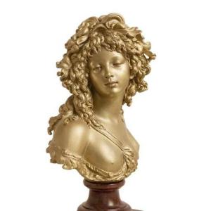 Bust Of A Young Woman After Clodion, Mercury-gilt Bronze, Late 19th Century