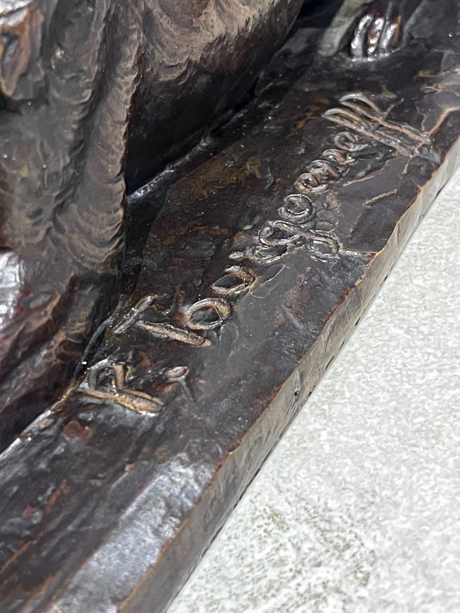 Bronze German Shepherd Dog Lying Down By Pierre-nicolas Tourgueneff-photo-4