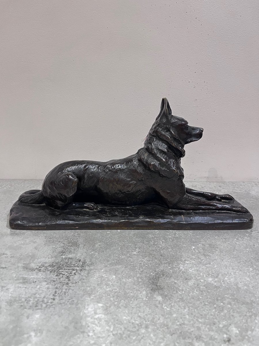 Bronze German Shepherd Dog Lying Down By Pierre-nicolas Tourgueneff-photo-1