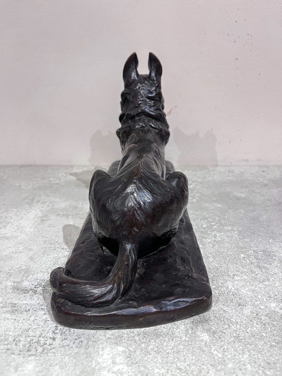 Bronze German Shepherd Dog Lying Down By Pierre-nicolas Tourgueneff-photo-2