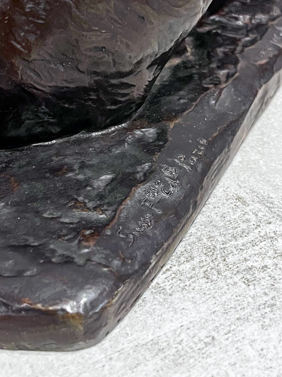 Bronze German Shepherd Dog Lying Down By Pierre-nicolas Tourgueneff-photo-3