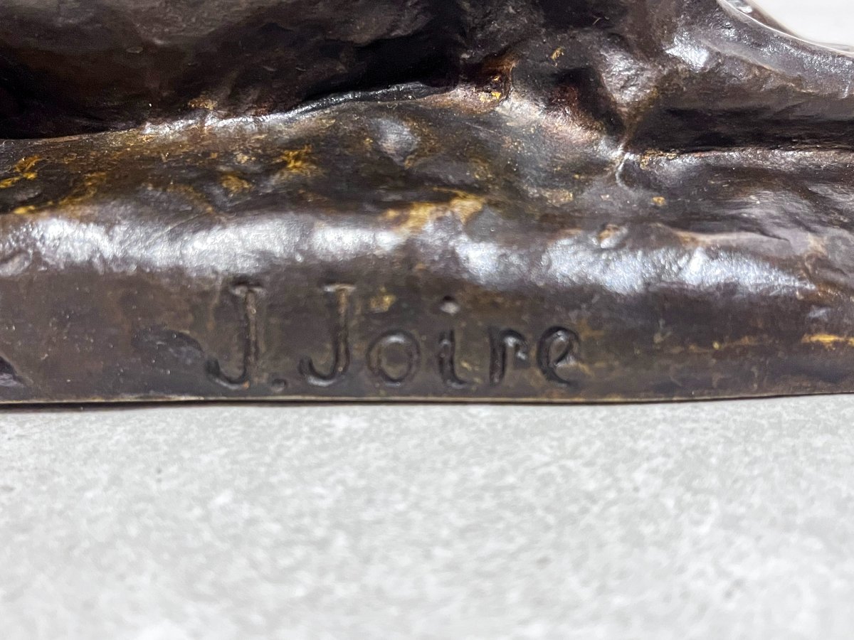 Bronze Animal Sculpture Of A Reclining German Shepherd Dog By Jean Joire-photo-3