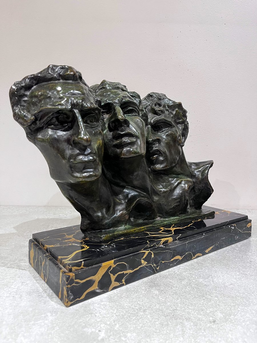 Bronze “tres Rostros” By Sergei Zelikson-photo-2
