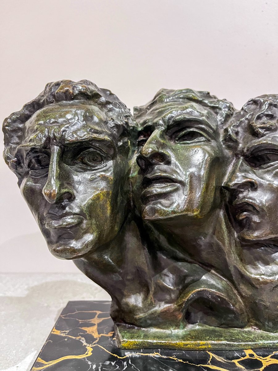 Bronze “tres Rostros” By Sergei Zelikson-photo-3