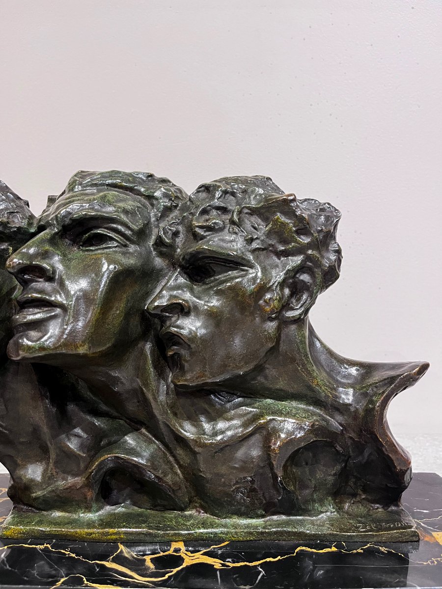 Bronze “tres Rostros” By Sergei Zelikson-photo-4