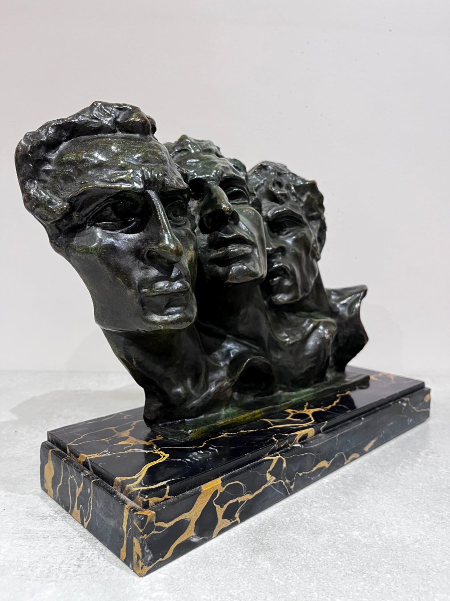Bronze “tres Rostros” By Sergei Zelikson-photo-5