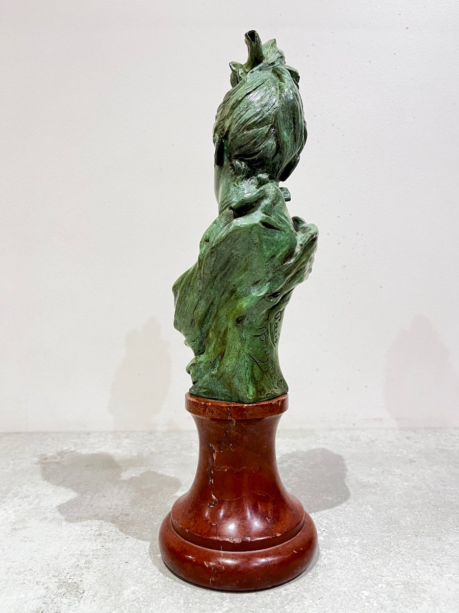 Elegant Bronze By Victor Leopold Bruyneel, Belle époque.-photo-3