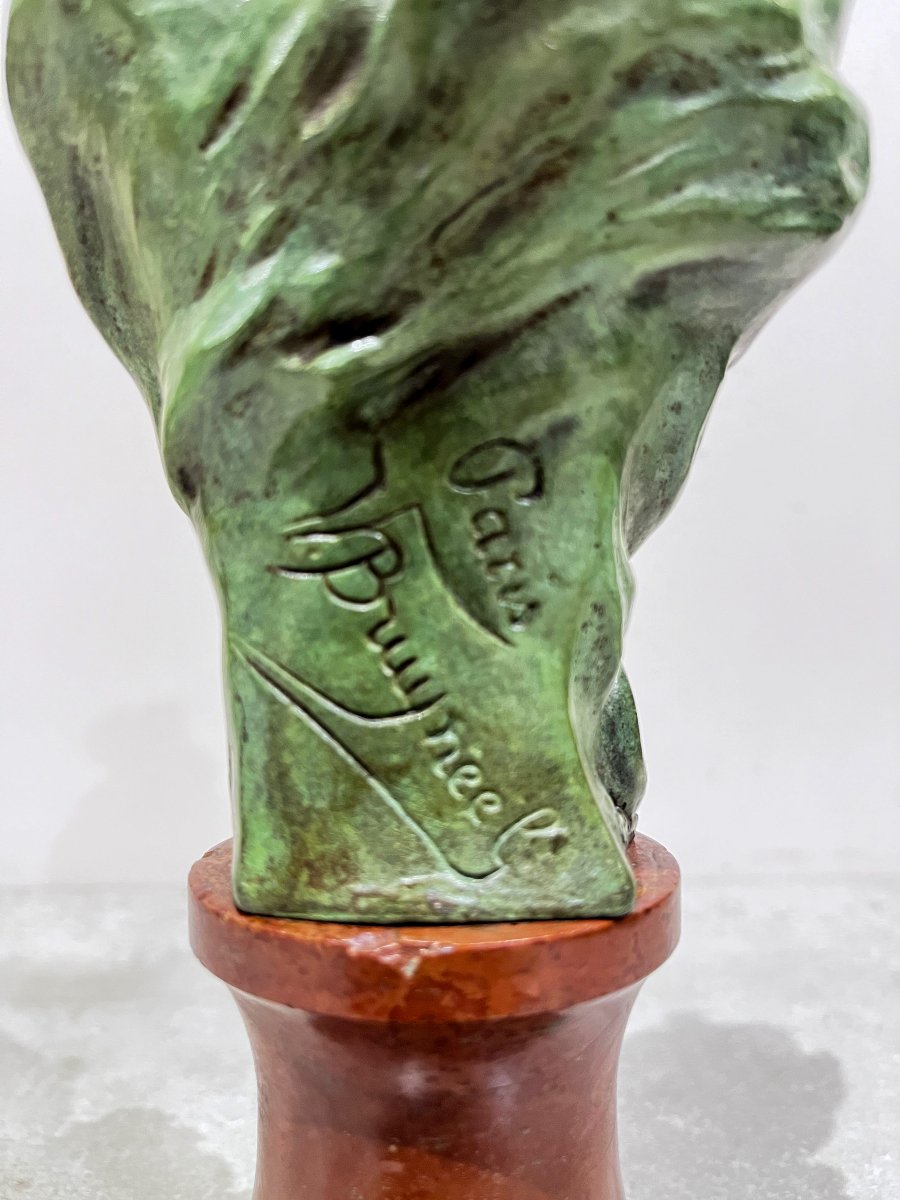 Elegant Bronze By Victor Leopold Bruyneel, Belle époque.-photo-4