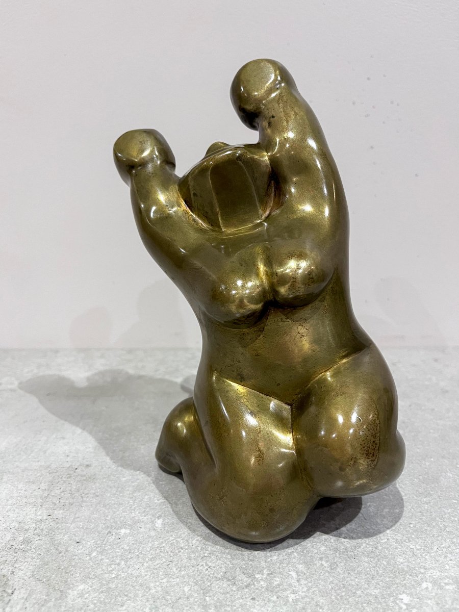 Bronze Nude Woman With Long Hair, By Jean-jacques Bassat, 20th Century-photo-2