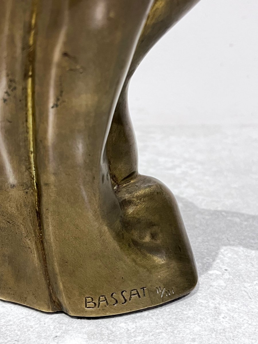 Bronze Nude Woman With Long Hair, By Jean-jacques Bassat, 20th Century-photo-3