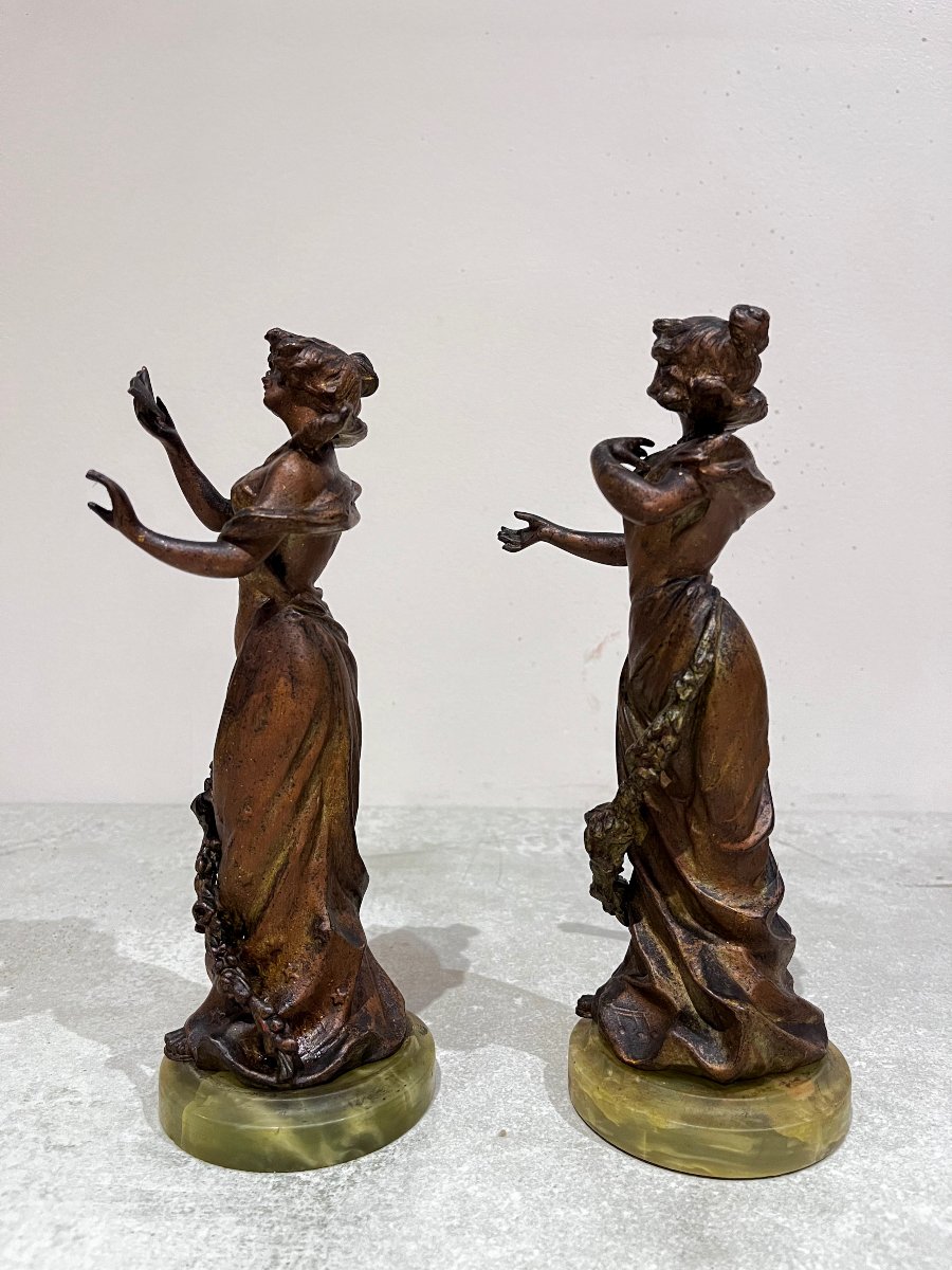 Pair Of Marvelous Spelter Figures, 20th Century-photo-2