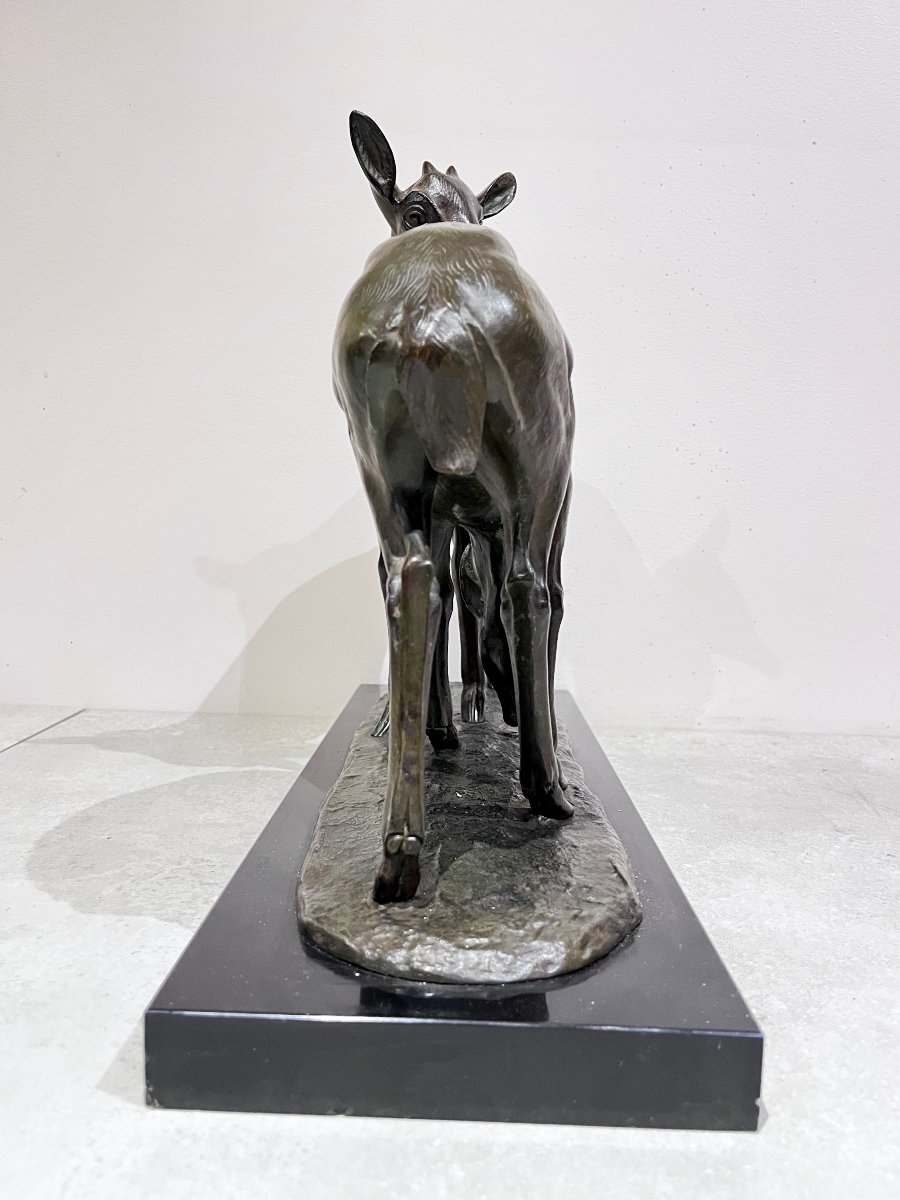 Bronze Sculpture Of Two Fawns By Irenée Rochard, 20th Century-photo-1