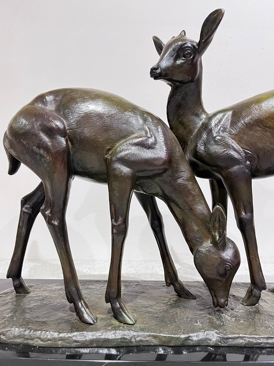 Bronze Sculpture Of Two Fawns By Irenée Rochard, 20th Century-photo-5
