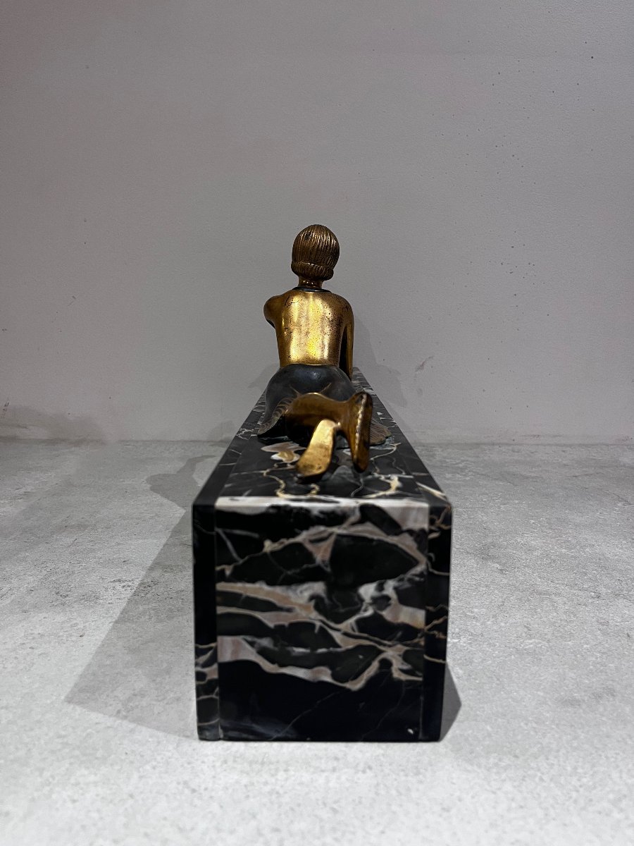 Art Deco Bronze, Woman With Lamb-photo-3