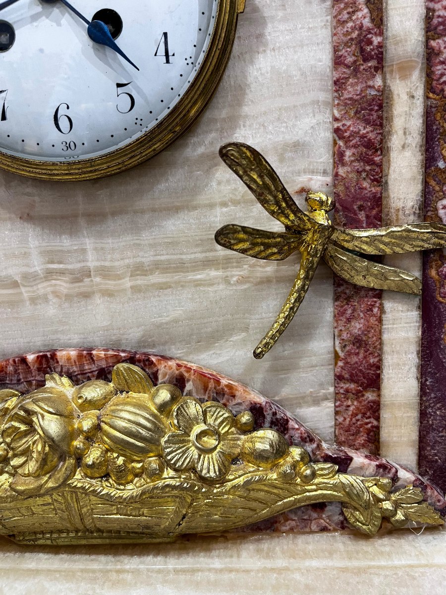 Garniture de cheminée Art Déco, horloge et cassolettes-photo-4