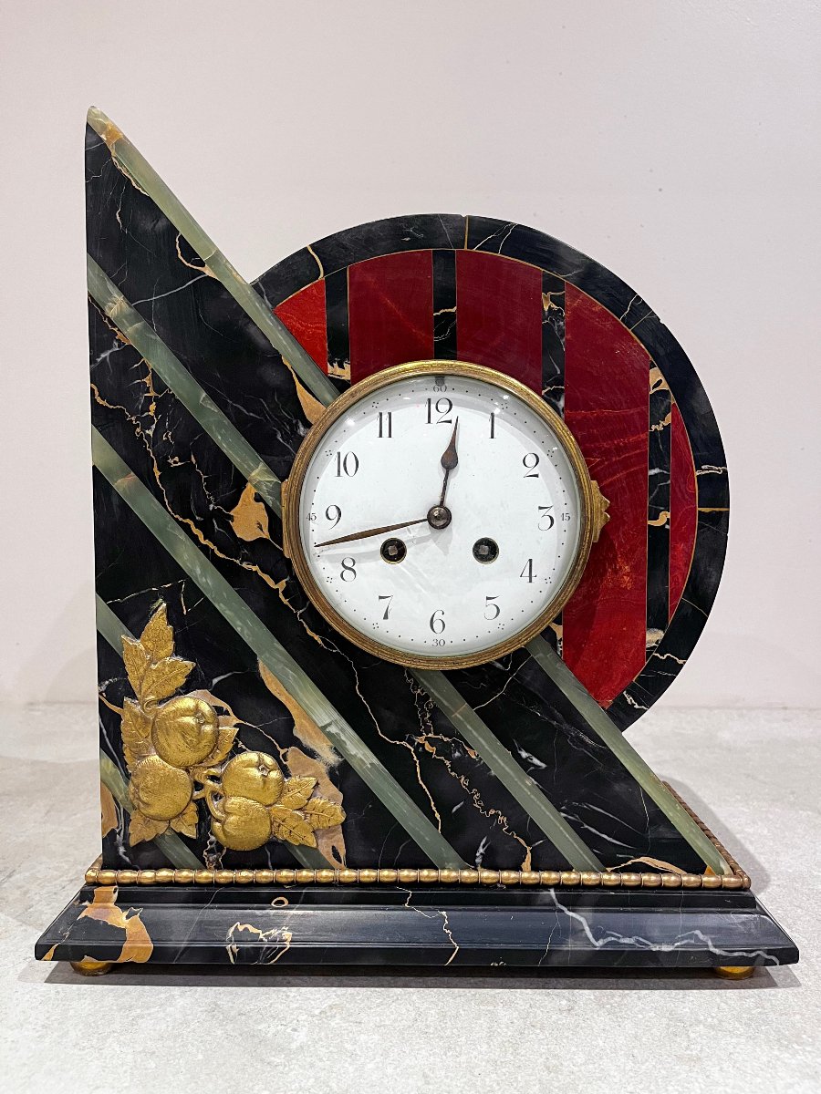 Art Deco Fireplace Surround, Clock And Cassolettes-photo-3