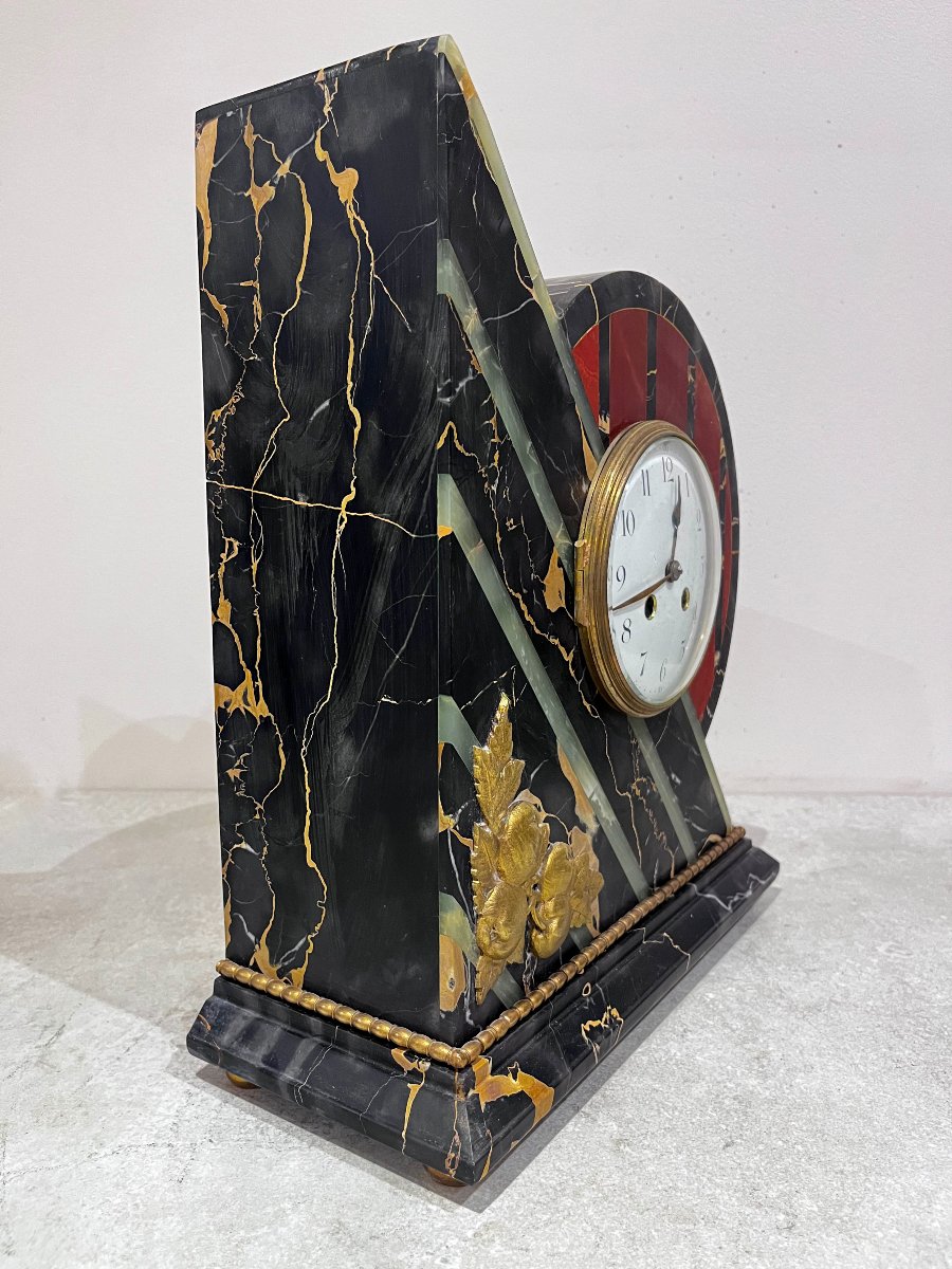 Art Deco Fireplace Surround, Clock And Cassolettes-photo-4