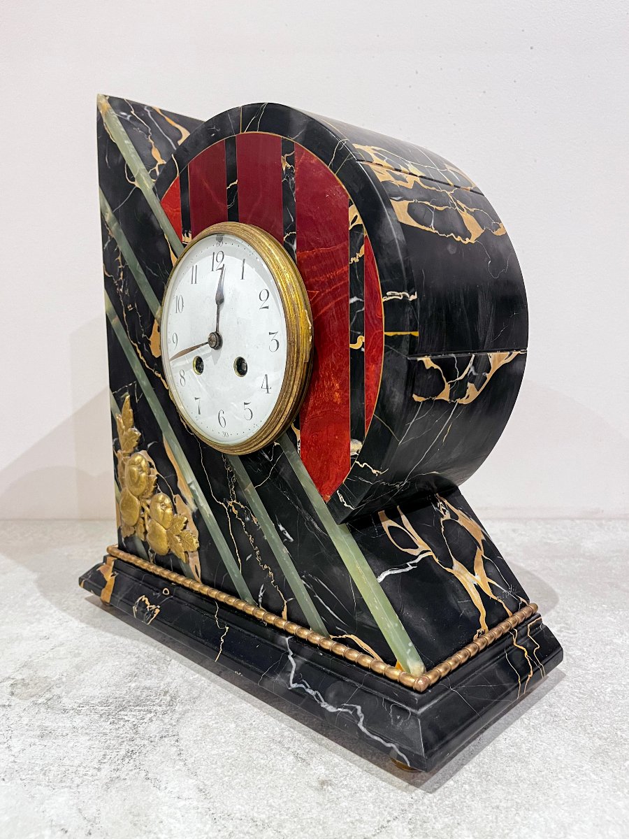 Art Deco Fireplace Surround, Clock And Cassolettes-photo-7