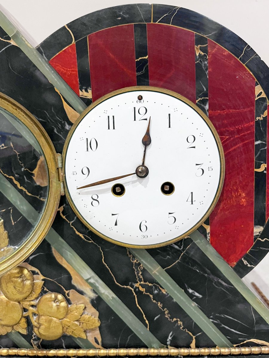 Art Deco Fireplace Surround, Clock And Cassolettes-photo-8