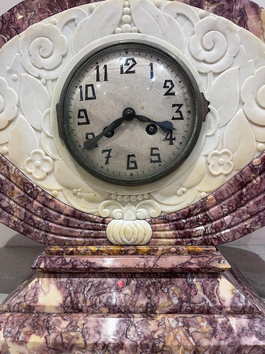 Art Deco Fireplace Surround, Clock And Cassolettes-photo-4