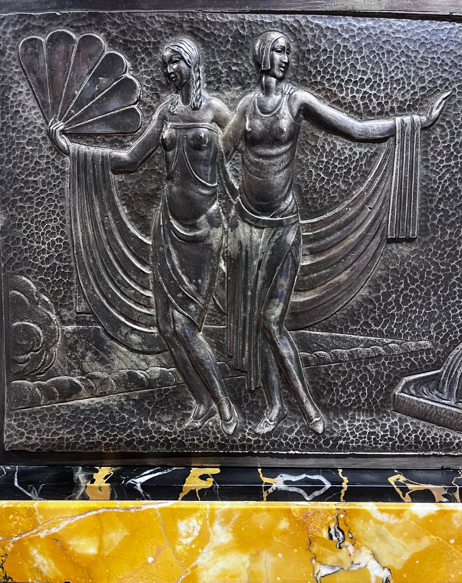 Bronze Plaque With Silver Patina, Art Deco-photo-2