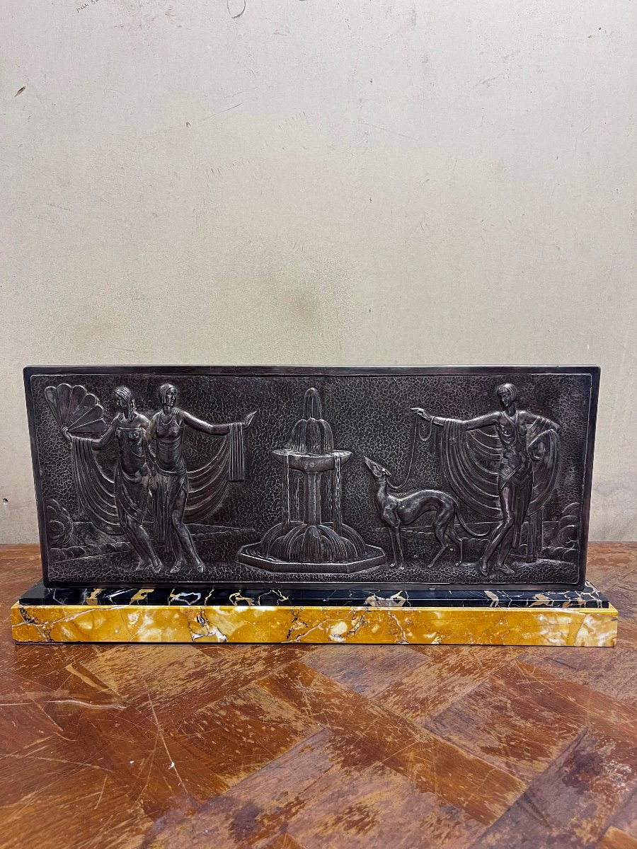 Bronze Plaque With Silver Patina, Art Deco-photo-1