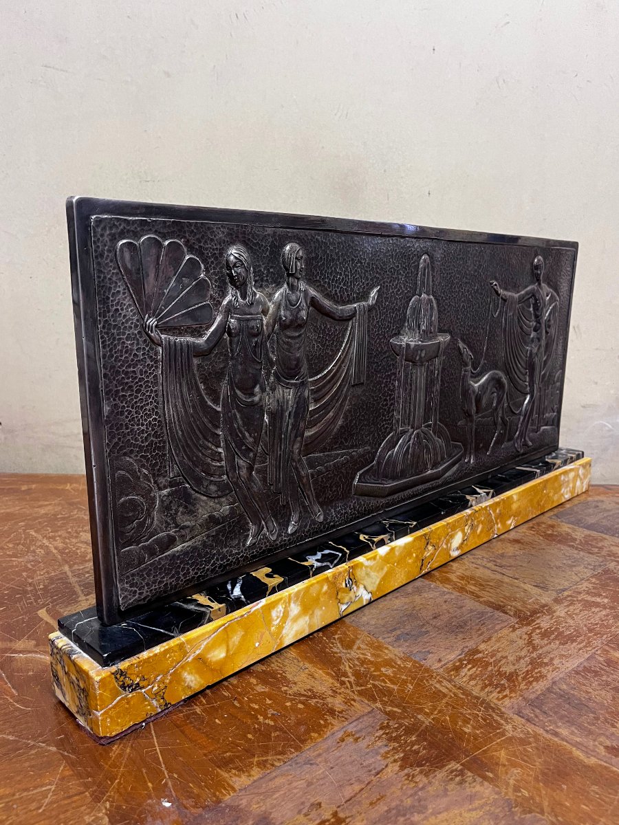 Bronze Plaque With Silver Patina, Art Deco-photo-3