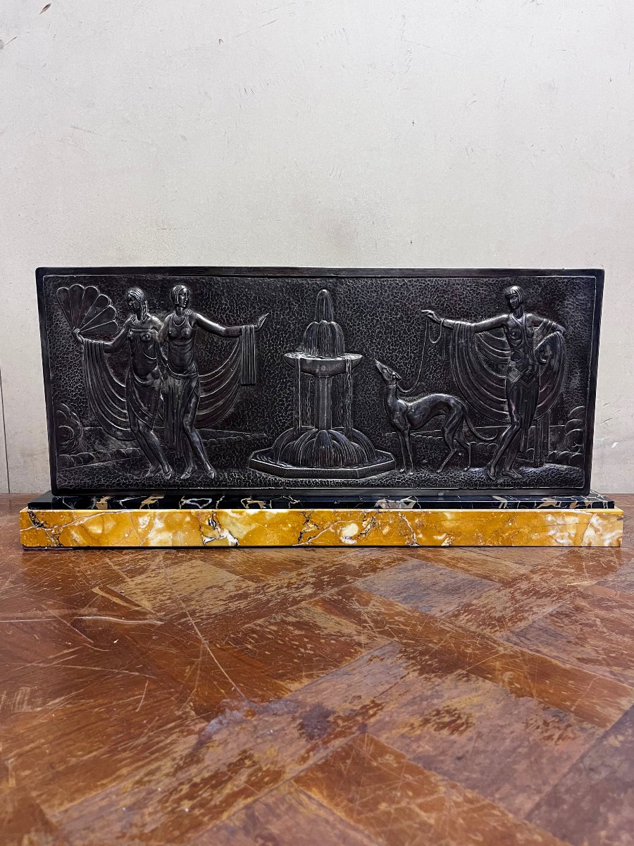 Bronze Plaque With Silver Patina, Art Deco-photo-5