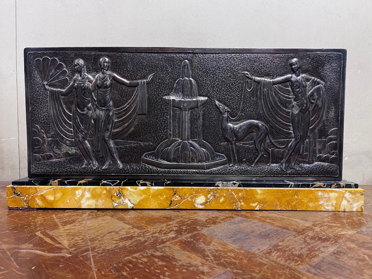 Bronze Plaque With Silver Patina, Art Deco