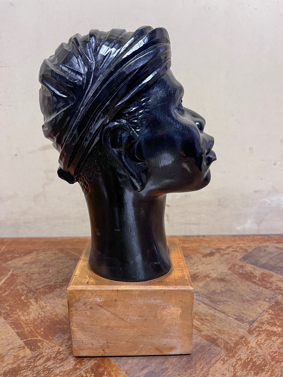 Sculpture tête de Nubien, 19ème-photo-1