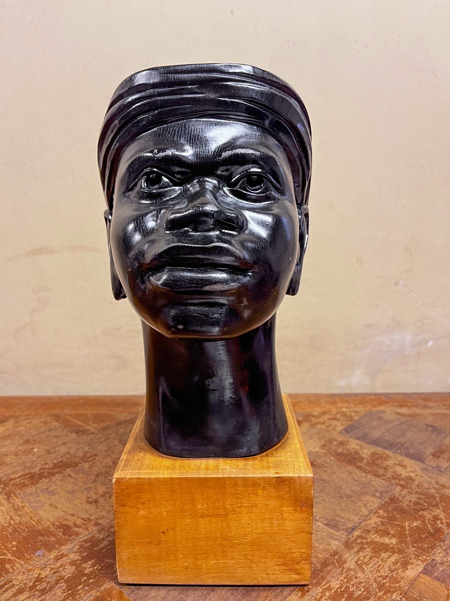 Sculpture tête de Nubien, 19ème