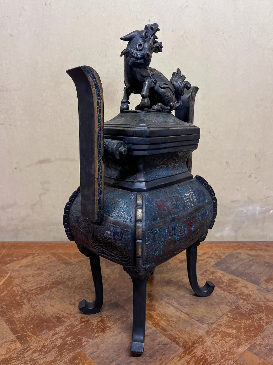 Brule parfum chinois en bronze-photo-2