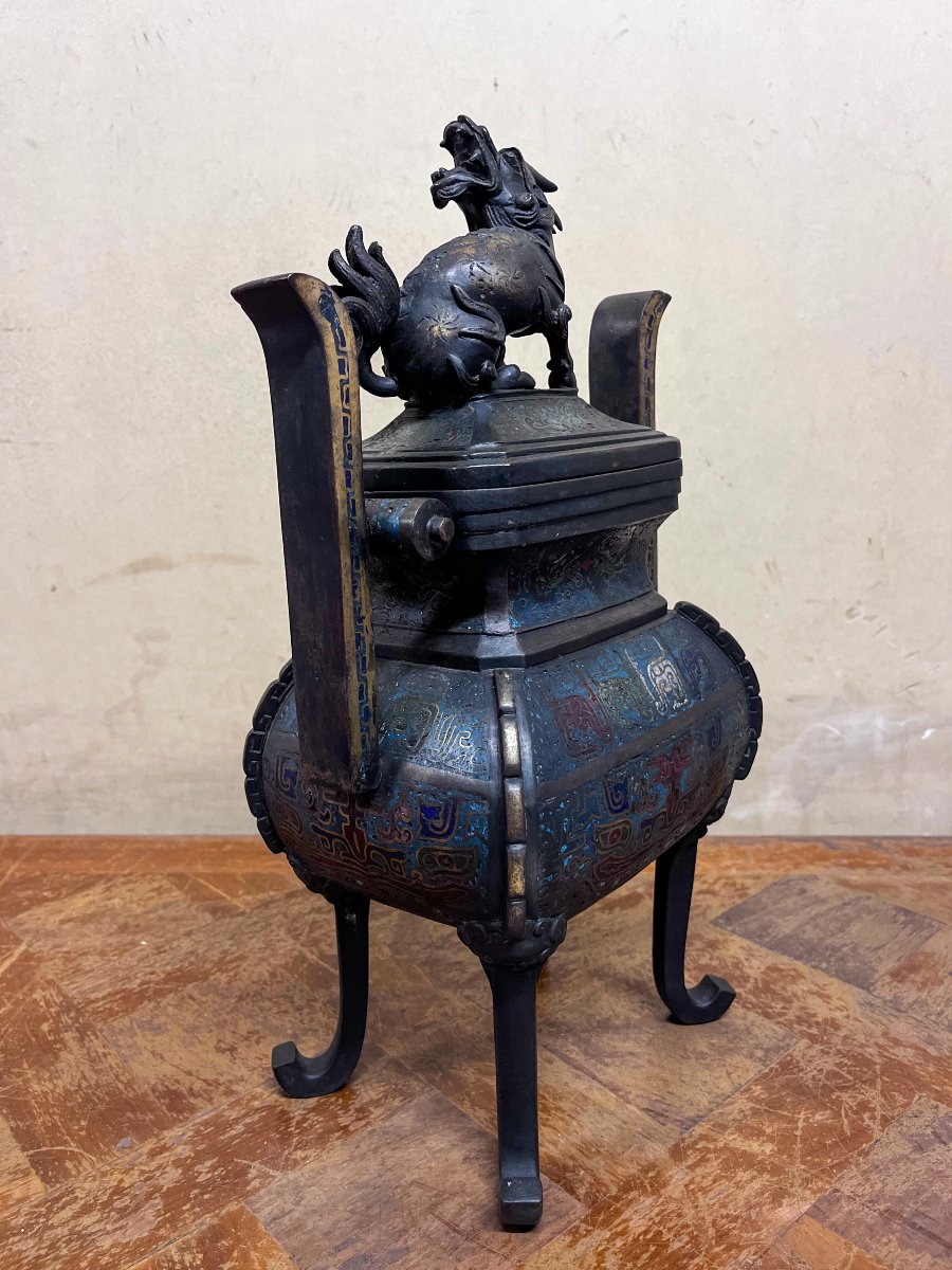 Brule parfum chinois en bronze-photo-1