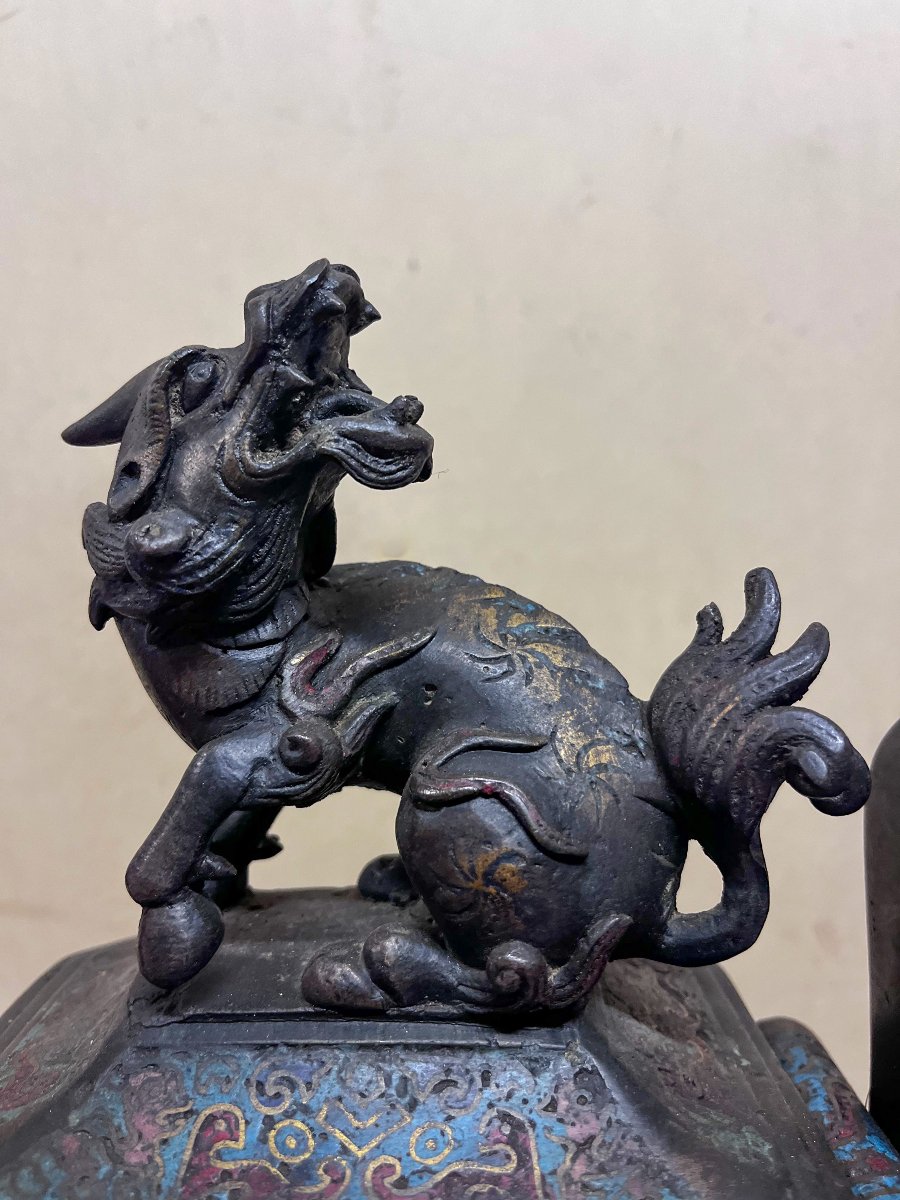Brule parfum chinois en bronze-photo-4