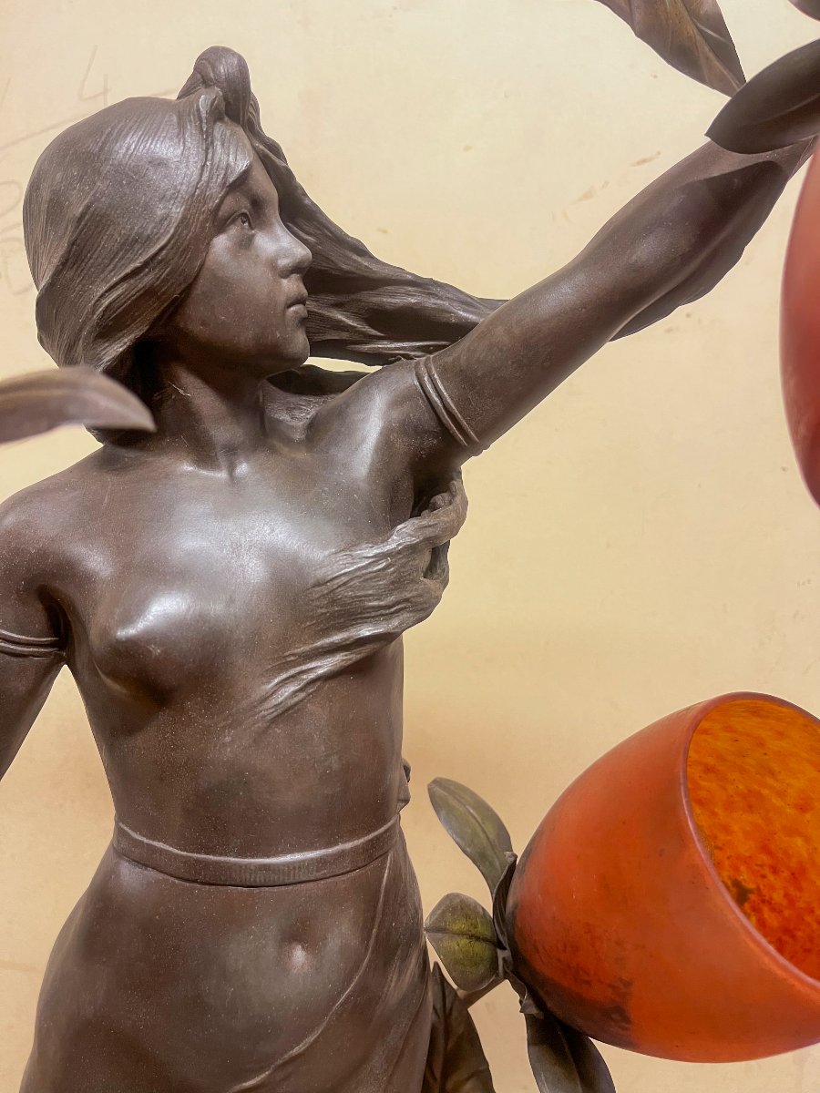 Art Nouveau Bronze Floor Lamp-photo-3