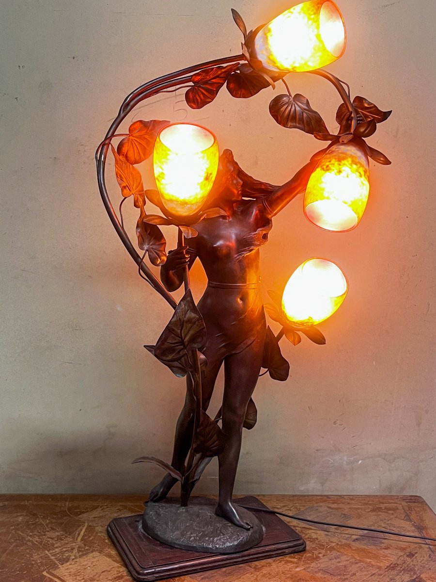 Art Nouveau Bronze Floor Lamp-photo-4
