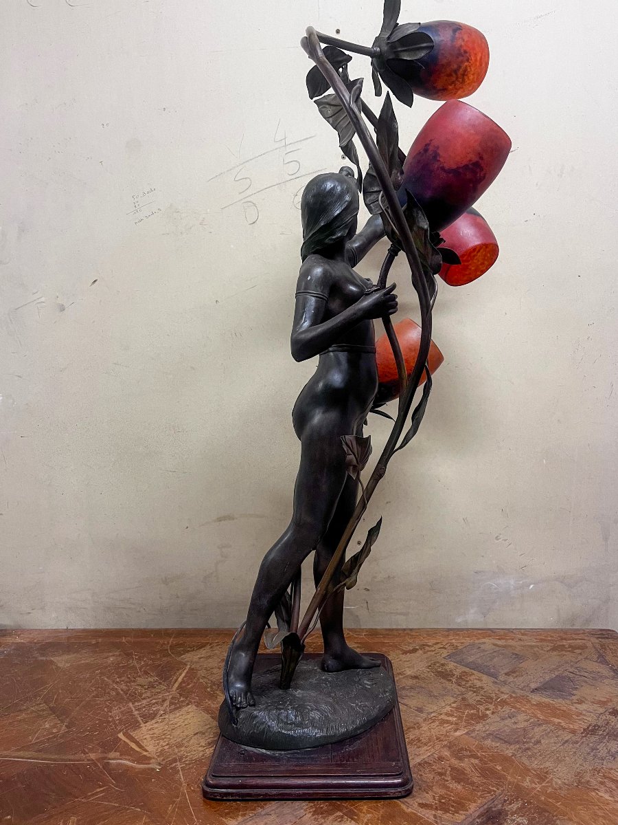 Art Nouveau Bronze Floor Lamp-photo-1