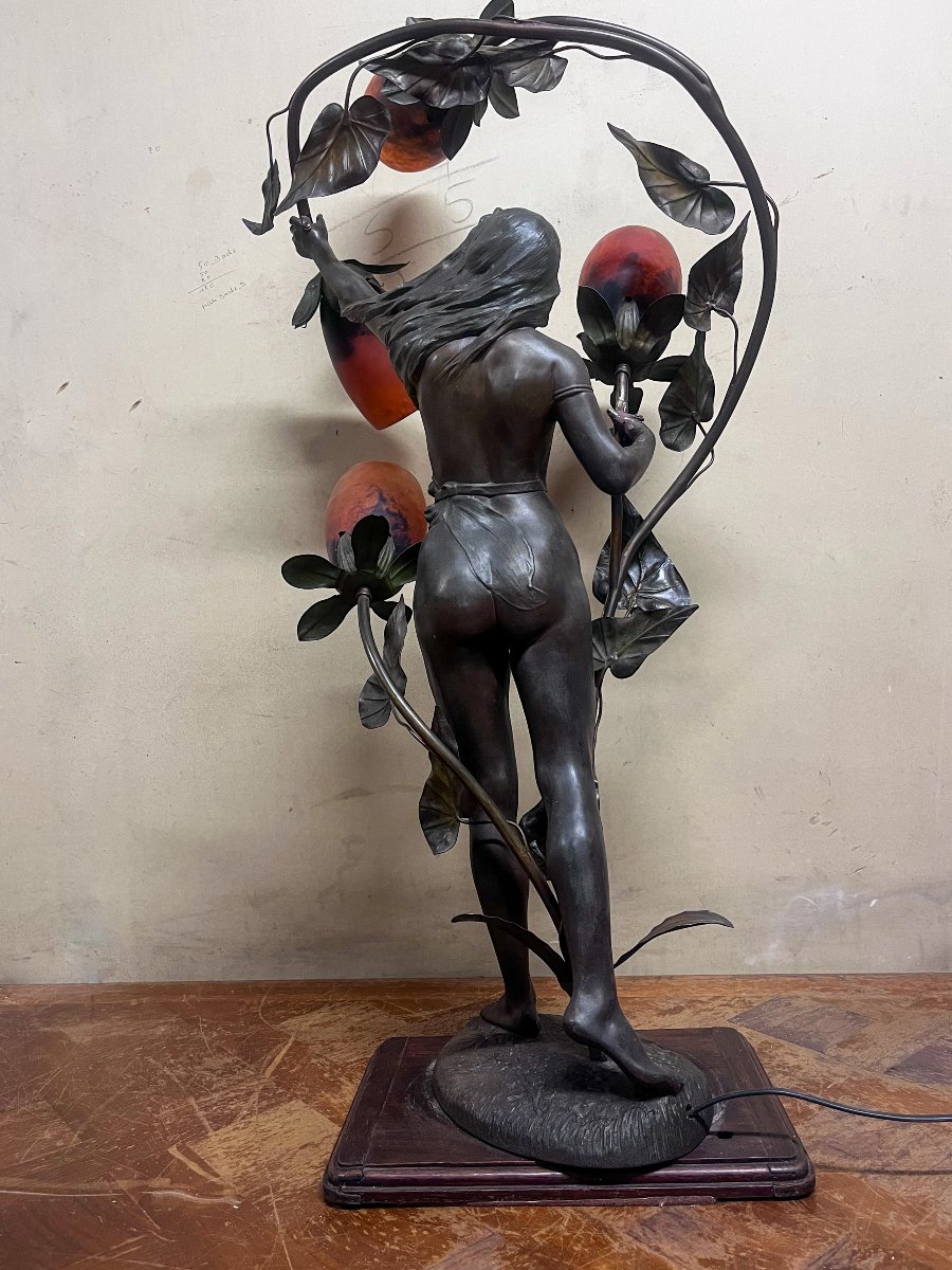 Art Nouveau Bronze Floor Lamp-photo-2