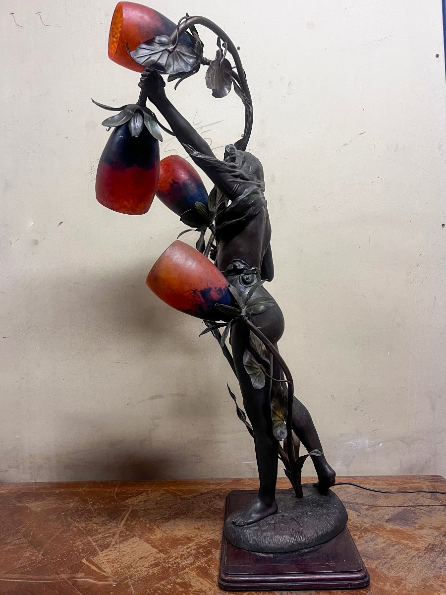 Art Nouveau Bronze Floor Lamp-photo-3