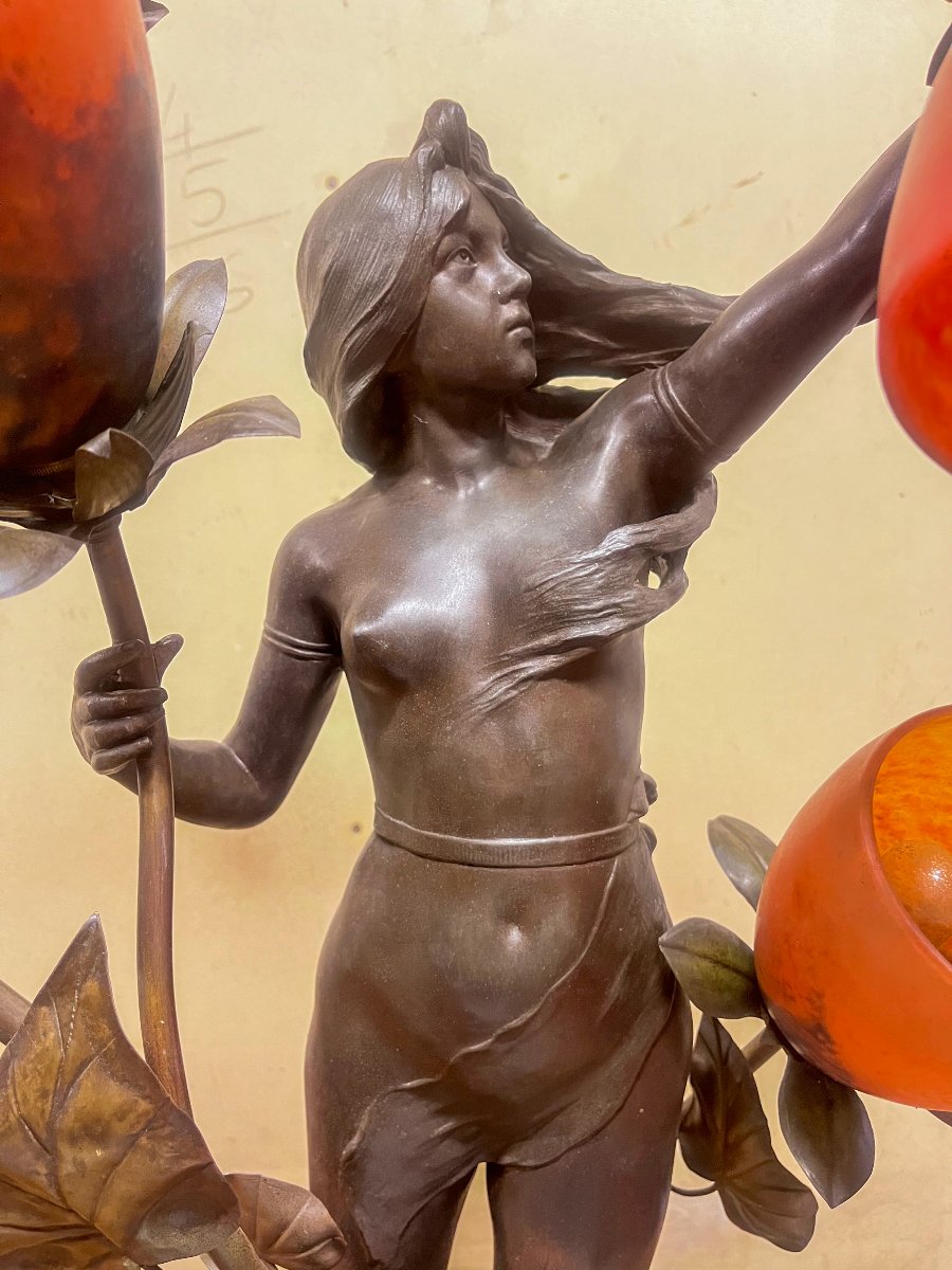 Art Nouveau Bronze Floor Lamp-photo-5