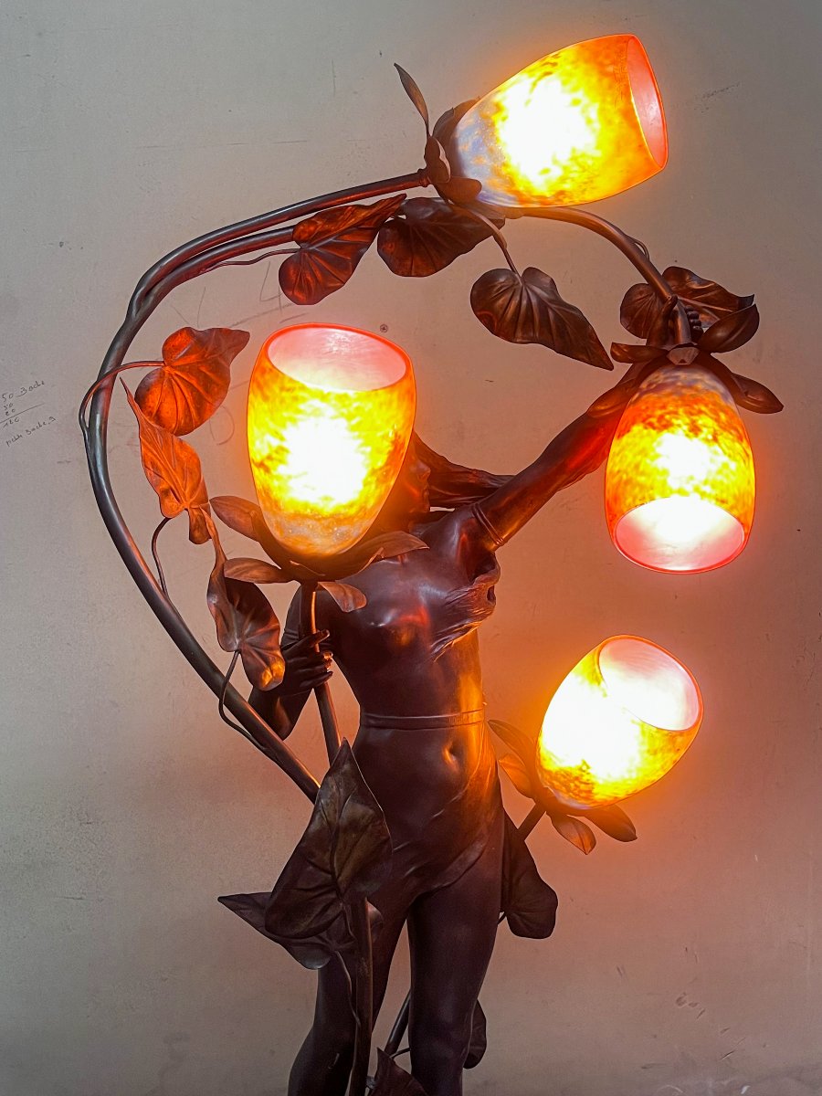 Art Nouveau Bronze Floor Lamp-photo-6