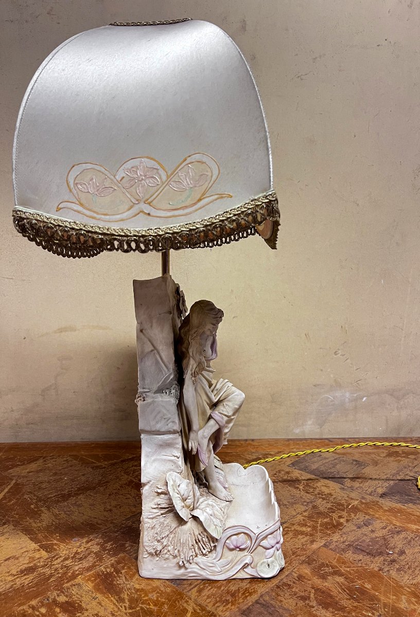 Lampe à poser en porcelaine, Royal Dux Bohemia Art Nouveau-photo-2