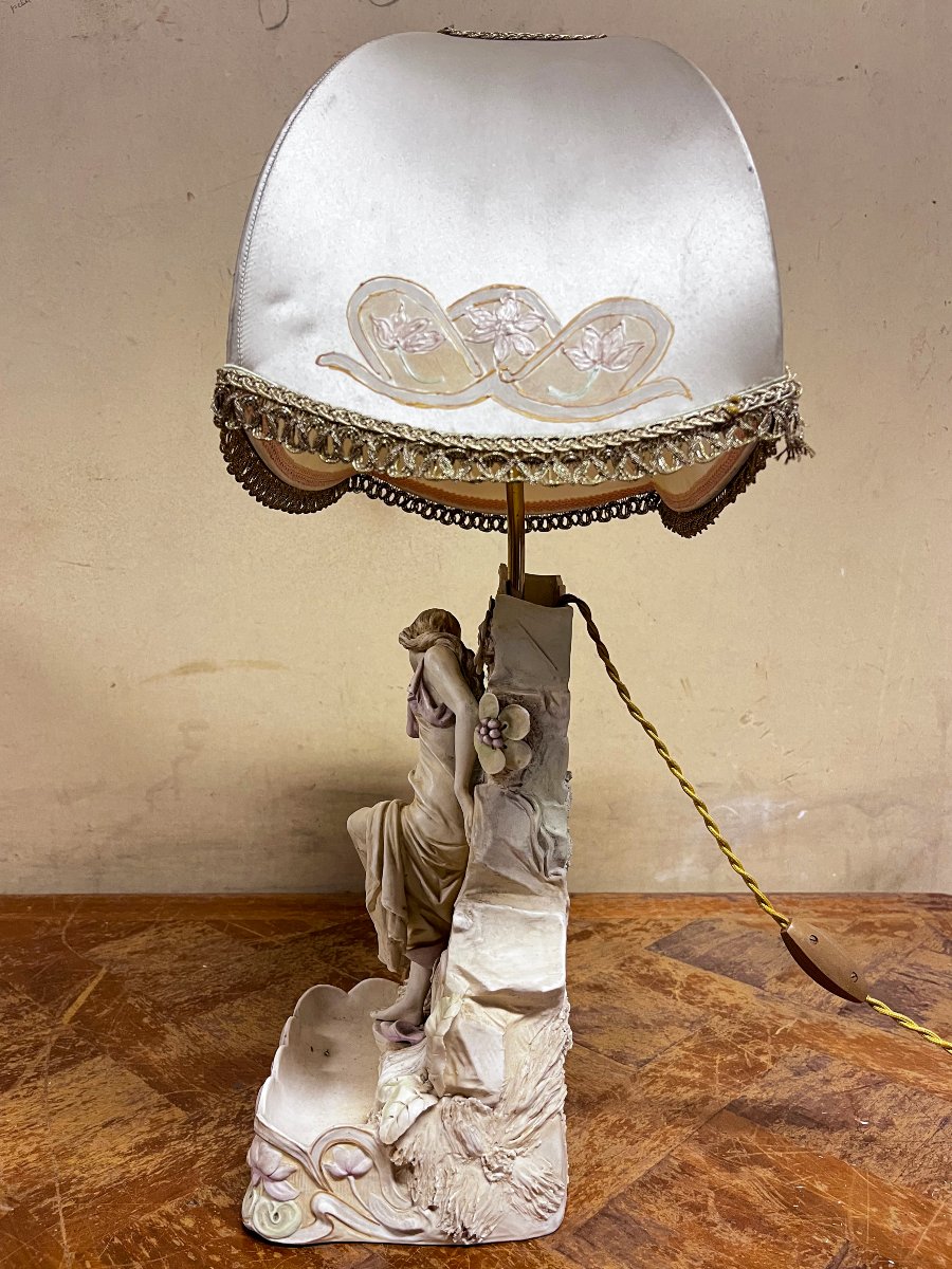 Lampe à poser en porcelaine, Royal Dux Bohemia Art Nouveau-photo-3