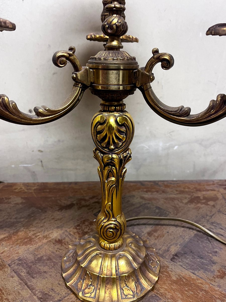 Paire de lampe en bronze doré-photo-3