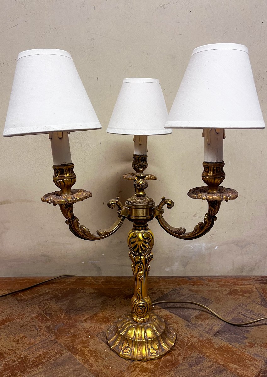 Paire de lampe en bronze doré-photo-4