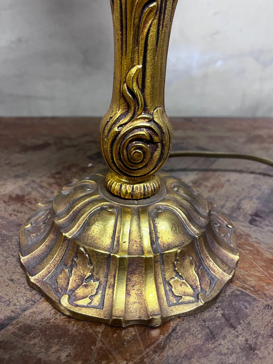 Paire de lampe en bronze doré-photo-5