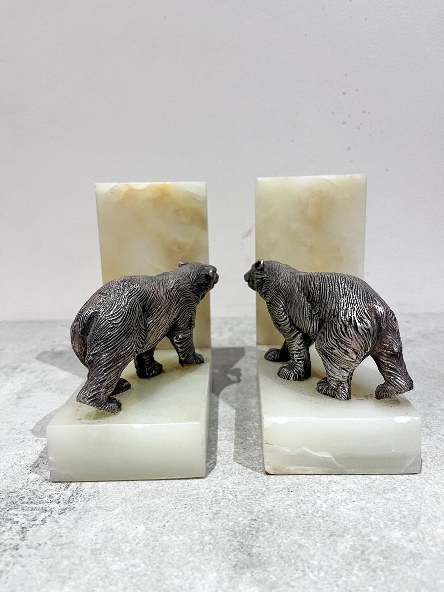 Bronze Bear Bookends, Art Deco-photo-2