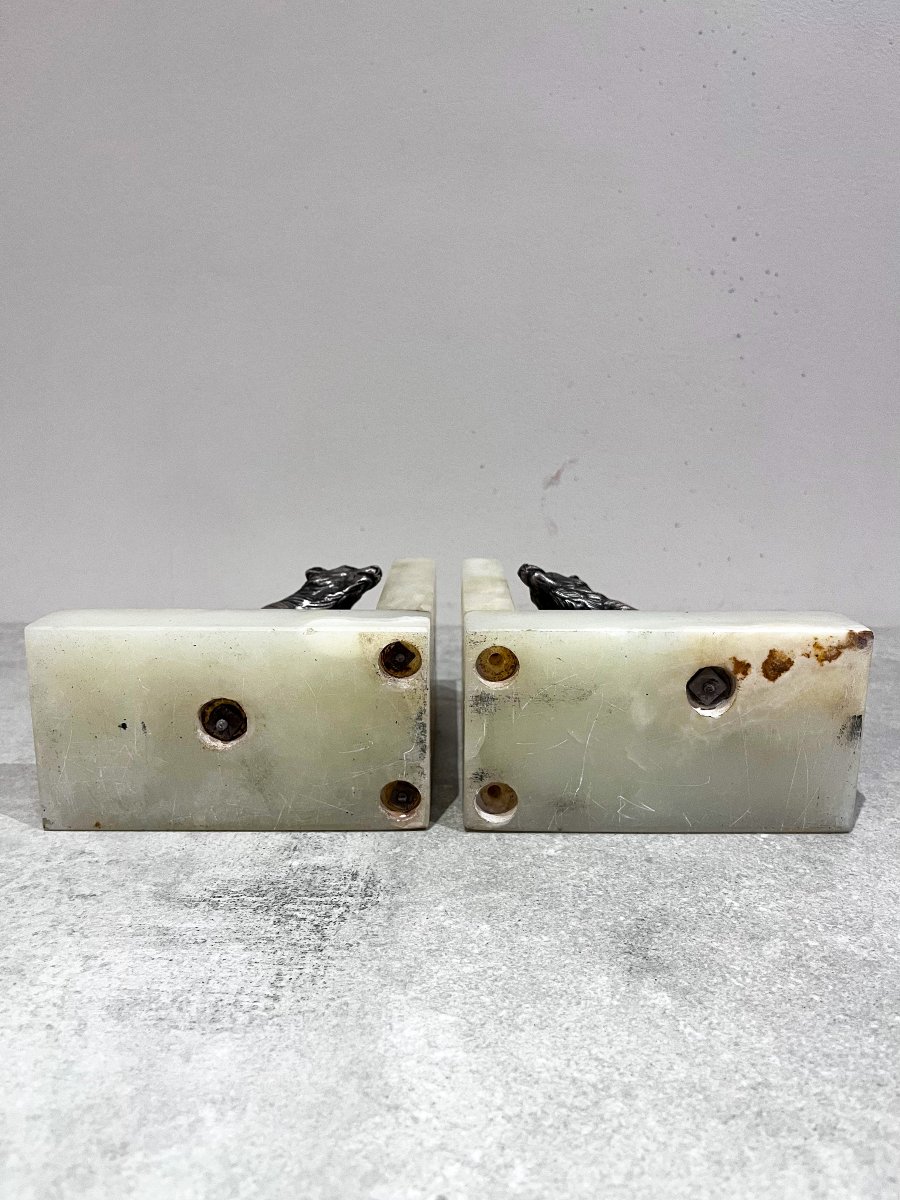 Bronze Bear Bookends, Art Deco-photo-1
